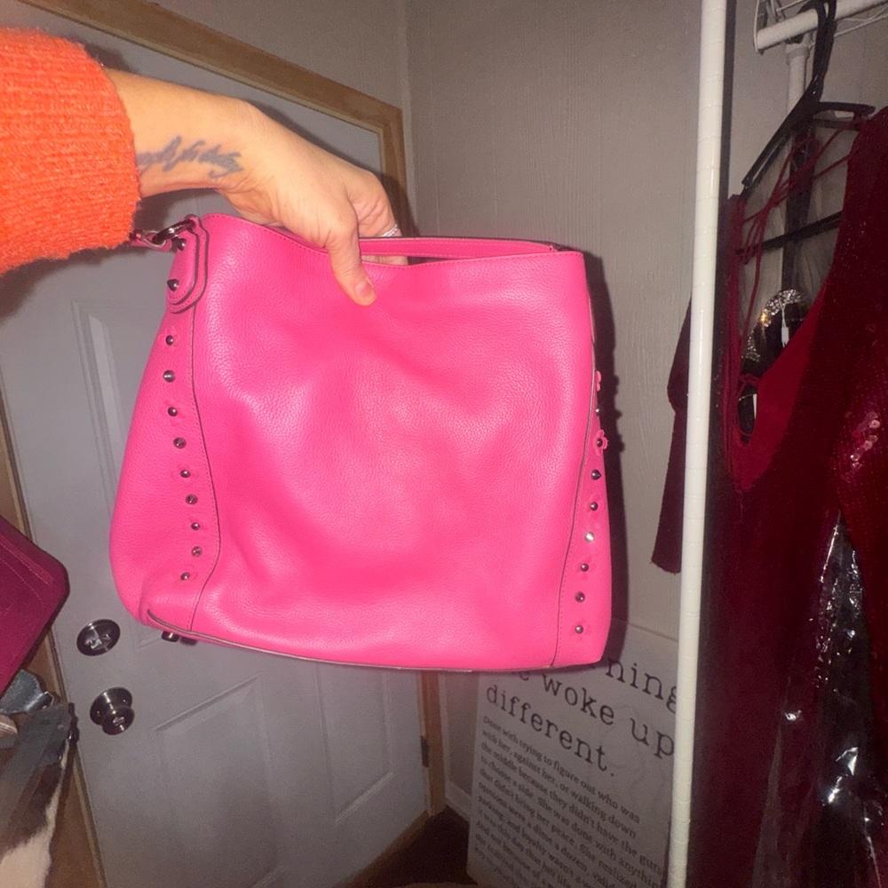Coach Vibrant Pink Studded Shoulder Bag - Picture 2 of 7